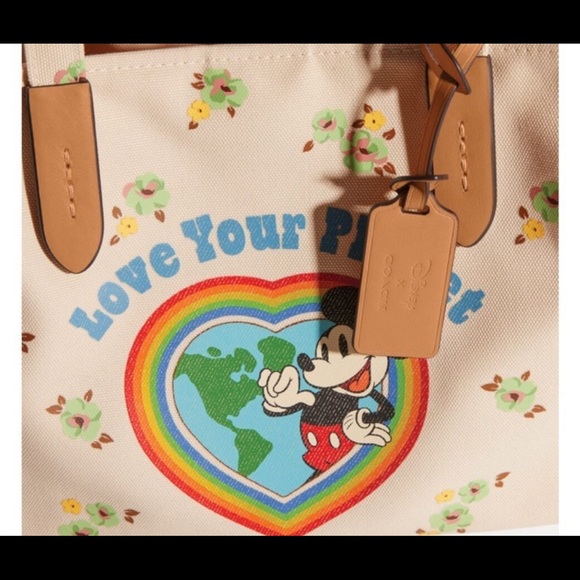 Coach x Disney Floral Mickey Recycled Canvas Tote Bag - Picture 7 of 10